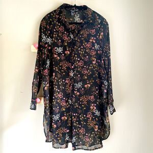 New Look Maternity Sheer Floral Shirt Dress